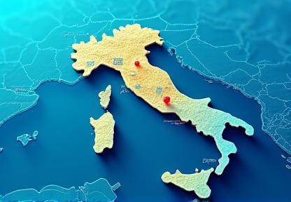 Digital coverage map of Italy with highlighted service areas